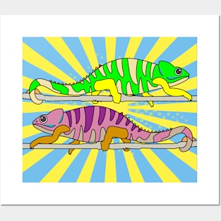 Funny Colorful Chameleon Reptile Camouflage Posters and Art